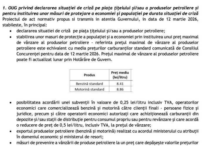 Ministerul Energiei are de gând să instituie stare de urgență pe piața petrolului, cu limitări și taxe diminuate...