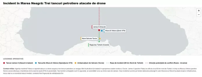 Trei platforme de extracție a petrolului vizate de drone în Marea Neagră, în apropierea Strâmtoarei Bosfor.