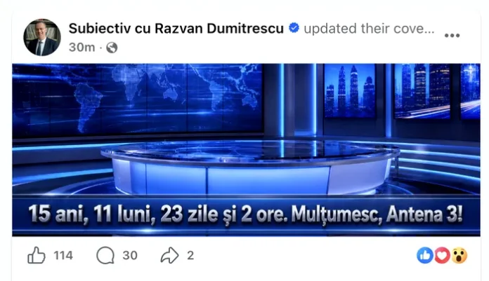 Răzvan Dumitrescu își depune demisia de la Antena 3 CNN, anunț făcut în direct.